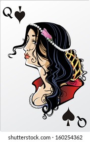 Queen of spade. Deck romantic graphics cards