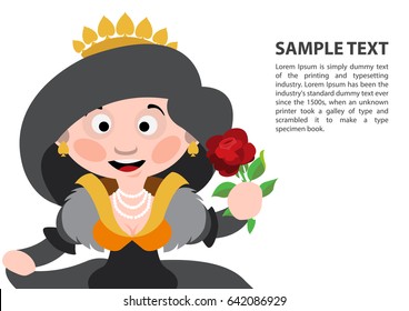 Queen of spades. Cartoon characters vector