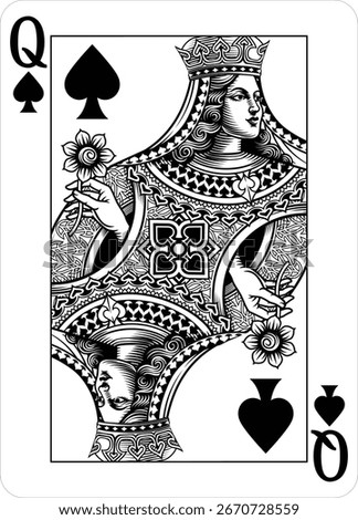 Queen of Spades design from a new original deck of playing cards.