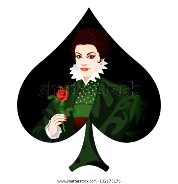Queen Spades Flower Roses On White Stock Vector (Royalty Free ...