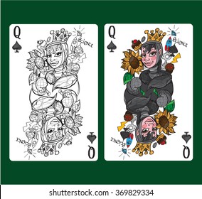 Queen of spades playing card.