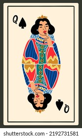 Queen Spades Playing Card Beautiful Character Stock Vector (Royalty ...