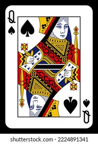 Queen of Spades playing card - Classic design.