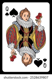 Queen of Spades jogando carta - Design clássico.