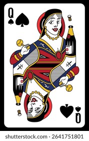 Queen of Spades playing card - Classic design.