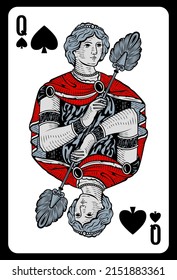 Queen of Spades playing card - Greece original design.