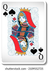 Queen of Spades Playing Card Isolated illustration