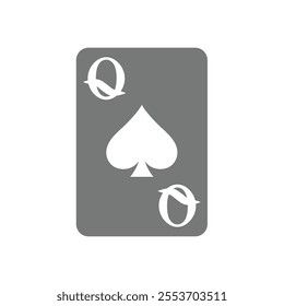 Queen of spades playing card. Simple poker or gambling symbol.