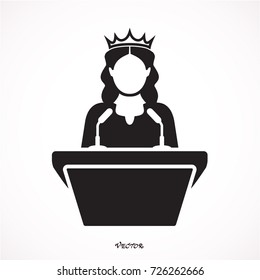 Queen Speak Presentation Instruction Speech Podium, flat style