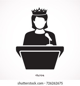 Queen Speak Presentation Instruction Speech Podium, flat style