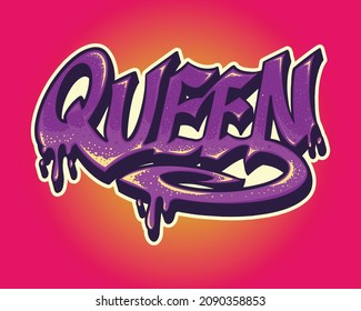 Queen Style Graffiti Hip Hop Characters Vector illustrations for your work Logo, mascot merchandise t-shirt, stickers and Label designs, poster, greeting cards advertising business company or brands.