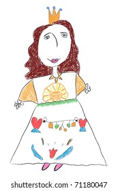 Queen of the Sun. Vector drawing in a children's style