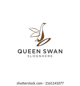 Queen swan logo icon design vector 