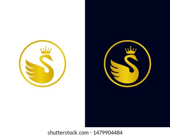 Queen Swan logo icon vector, silhouette template