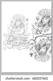 Queen. A template with fairy-tale characters for creating posters, covers, brochures.