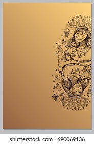 Queen. A template with fairy-tale characters for creating posters, covers, brochures.