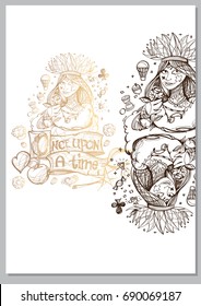 Queen. A template with fairy-tale characters for creating posters, covers, brochures.