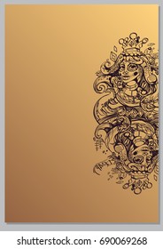 Queen. A template with fairy-tale characters for creating posters, covers, brochures.