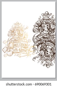 Queen. A template with fairy-tale characters for creating posters, covers, brochures.