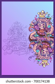 Queen. A template with fairy-tale characters for creating posters, covers, brochures.