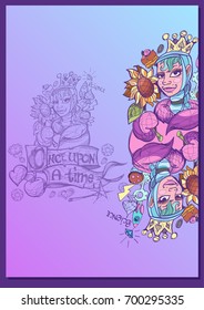 Queen. A template with fairy-tale characters for creating posters, covers, brochures.