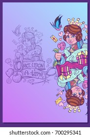 Queen. A template with fairy-tale characters for creating posters, covers, brochures.