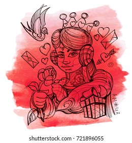 Queen. A template with fairy-tale characters for creating posters, covers, brochures.