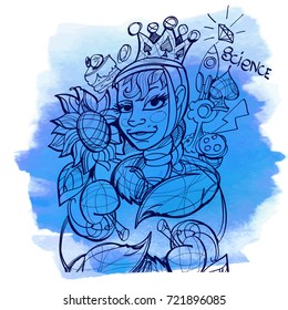 Queen. A template with fairy-tale characters for creating posters, covers, brochures.