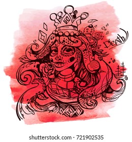 Queen. A template with fairy-tale characters for creating posters, covers, brochures.