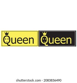 Queen text concept abstract leble design