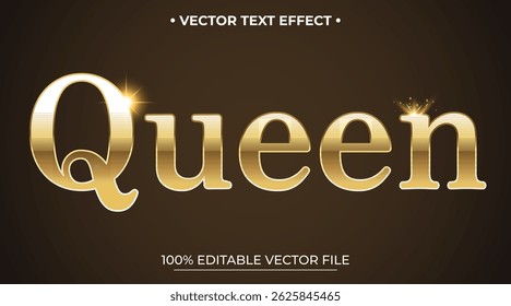 Queen text gold luxury editable text effect style