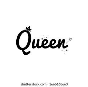 Queen Text Word Hand Drawn Lettering Stock Vector (Royalty Free ...