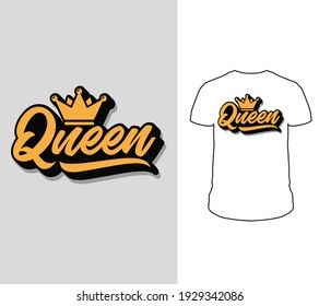 Queen tiara typography graphic t shirt design