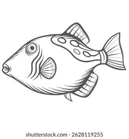 Ilustración de arte de línea Triggerfish de reina