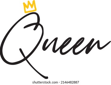 Queen typo with Crown print design