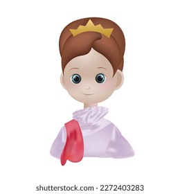 Queen vector illustration. Cartoon 3d character, realistic and minimal style. 