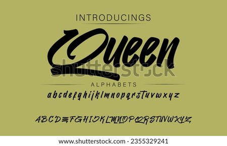 Queen Vector Illustration Grunge Horror Typographie. Hand Made Brush Font.