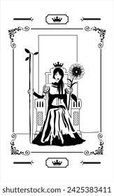 Queen Of Wands Tarot Card vector