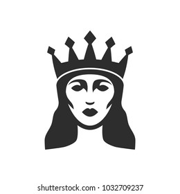 Queen wearing crown logo. 