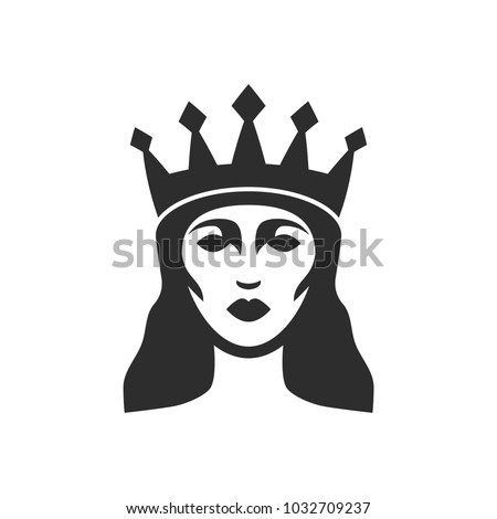 Queen wearing crown logo. 