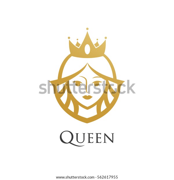 Queen Wearing Crown Logo Stock Vector (Royalty Free) 562617955