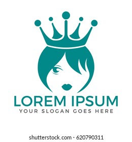 Queen wearing crown logo design.