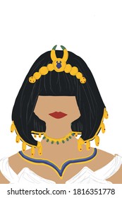 Queen, white background,portrait,vector hand making 