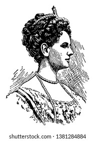 Queen Wilhelmina, 1880-1962, she was the queen of the Netherlands, vintage line drawing or engraving illustration