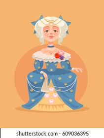 Queen Woman Character. Vector Flat Cartoon Illustration