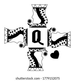 Queen, woman gambling and poker symbol. Vector design.