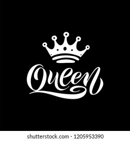 Queen Word Crown Calligraphy Fun Design Stock Vector (Royalty Free ...