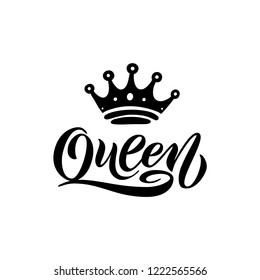 Queen Word Crown Calligraphy Fun Design Stock Vector (Royalty Free ...