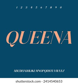 queena, luxury serif alphabet font vector typeset