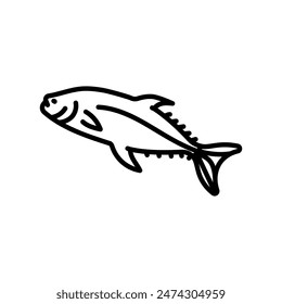 Queenfish Outline Icon, Vector illustration